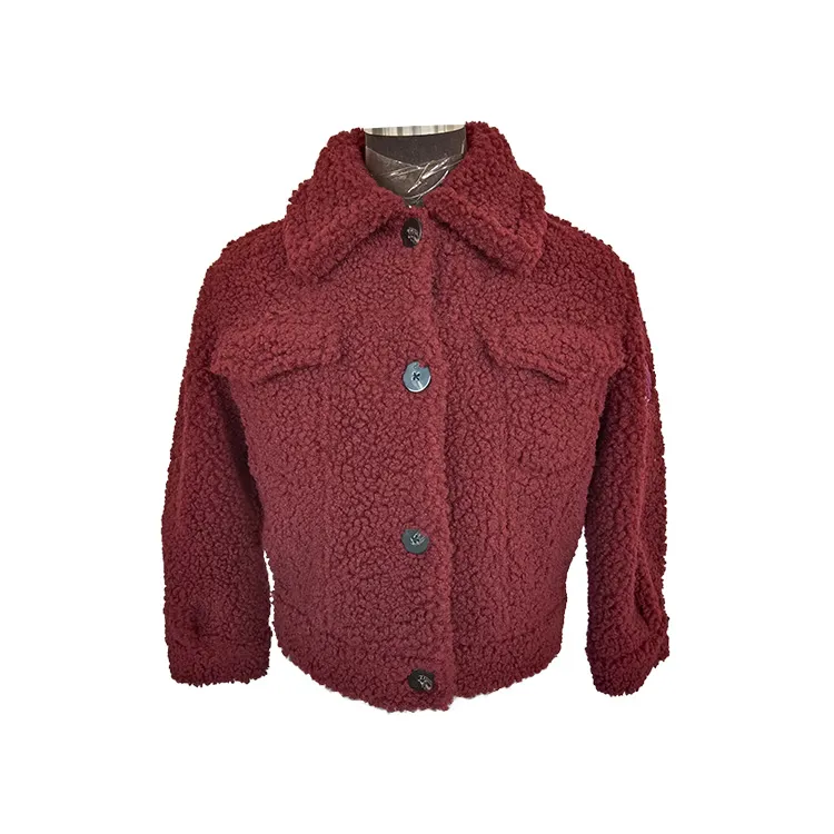 Rød bamse pelsjakke