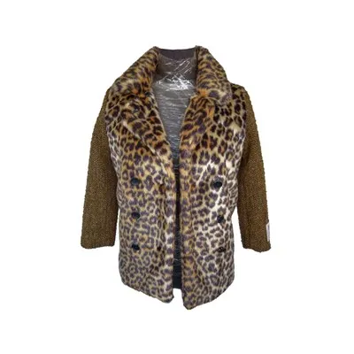 Leopardprint falsk pelsjakke til kvinder